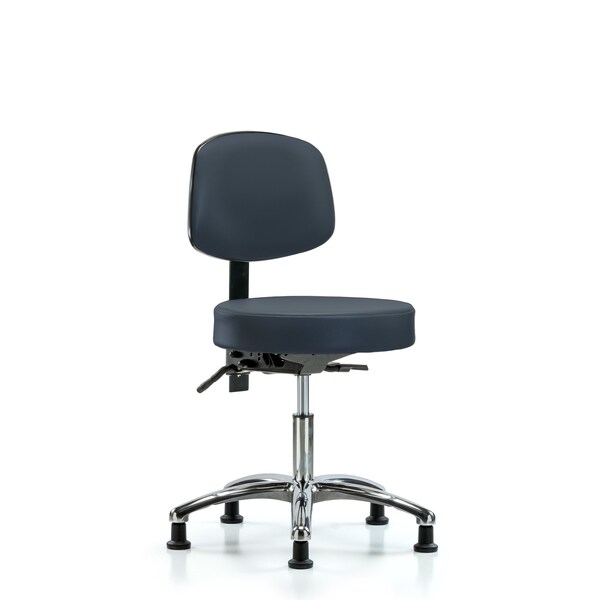Desk Stool, Vin, Bk, Chrome, Tilt Glides, Nav