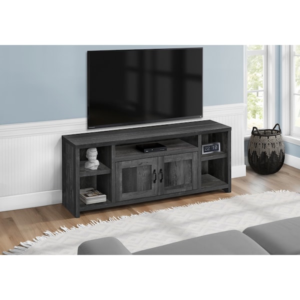 Tv Stand, 60 Inch, Console, Storage Cabinet, Living Room, Bedroom, Laminate, Black