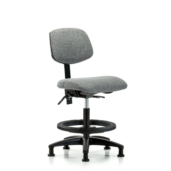 Chair, Fabric, Med Bench, BF Glides, Gry, No Arms, 22" to 29" Height, Gray