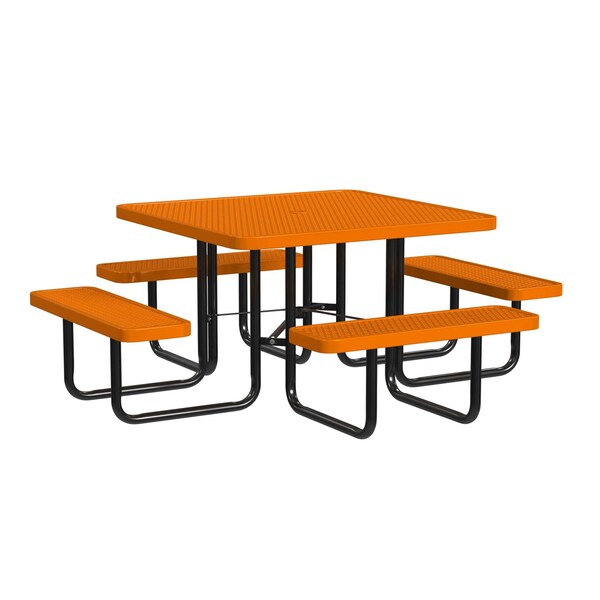 Square Picnic Table, Orange, In Ground Mount, 46 in
