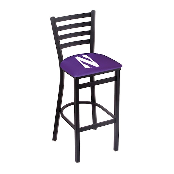 25" Blk Wrinkle Northwestern Stationary Counter Stool, Ladder Back