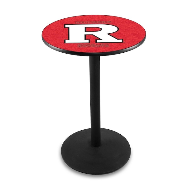 42" Blk Wrinkle Rutgers Pub Table, 36" dia. Top
