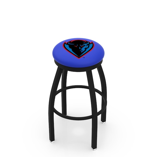 25" Blk Wrinkle DePaul Swivel Bar Stool, Accent Ring