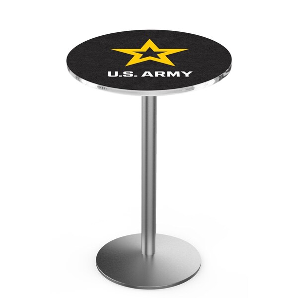 42" Stainless Steel U.S. Army Pub Table, 36" dia. Top