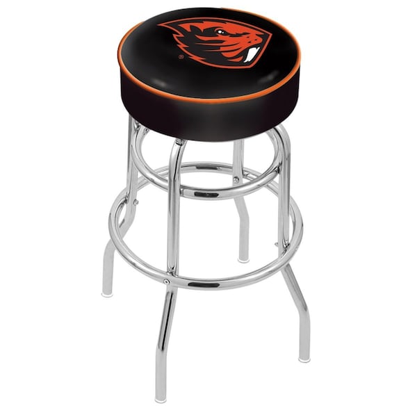 25" Oregon State Cushion Seat, 2-Ring Chrome Swivel Bar Stool
