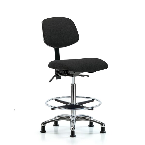 High Bench Chair Chair, Fab, Hi Ben, Chr Tilt CF Glides, Blk, No Arms, 26" to 35-1/2" Height, Fabric