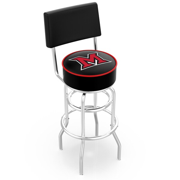 25" Chrome 2-Ring Miami (OH) Swivel Bar Stool, Back