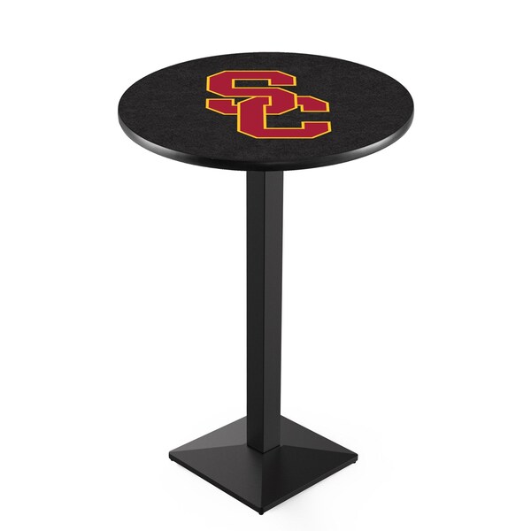 42" Blk Wrinkle USC Trojans Pub Table, 36" dia. Top