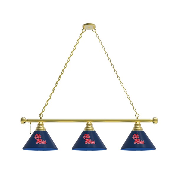 Ole' Miss 3 Shade Billiard Light, Brass Fixture