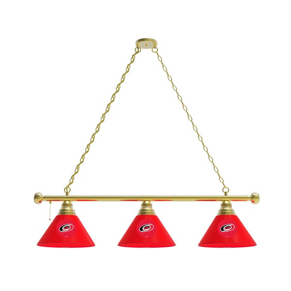 Carolina Hurricanes 3 Shade Billiard Light, Brass Fixture