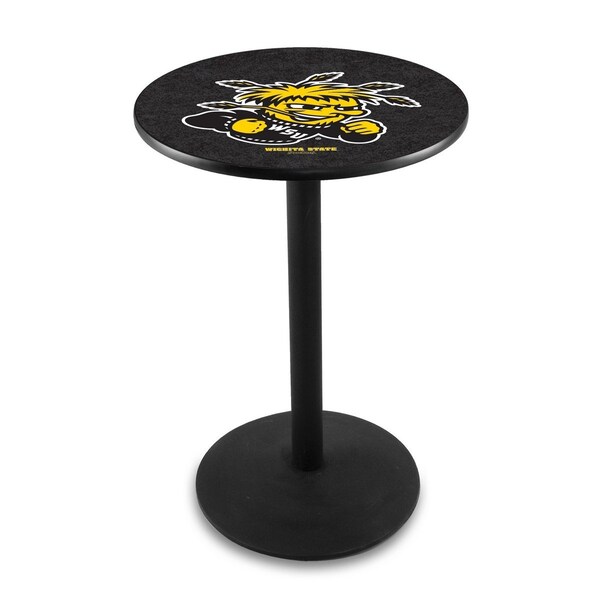 42" Blk Wrinkle Wichita State Pub Table, 36" dia. Top