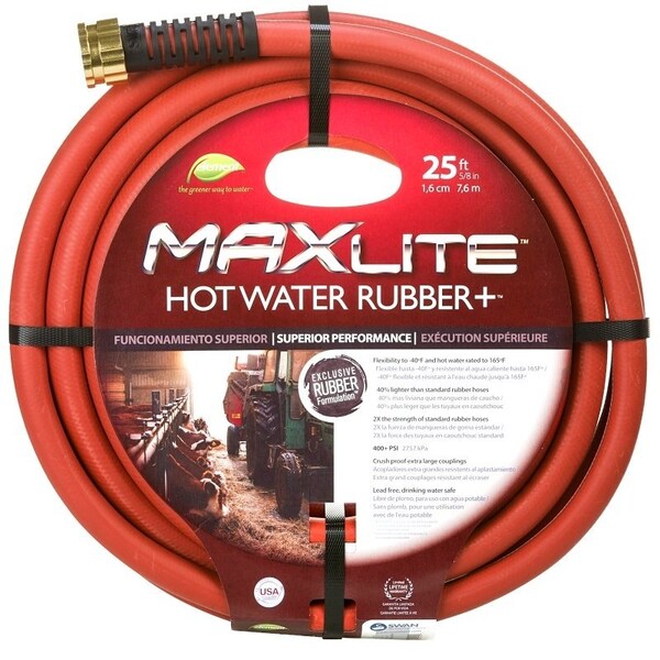 5/8 in ID x 25 ft L Water Hose, Rubber Tube
