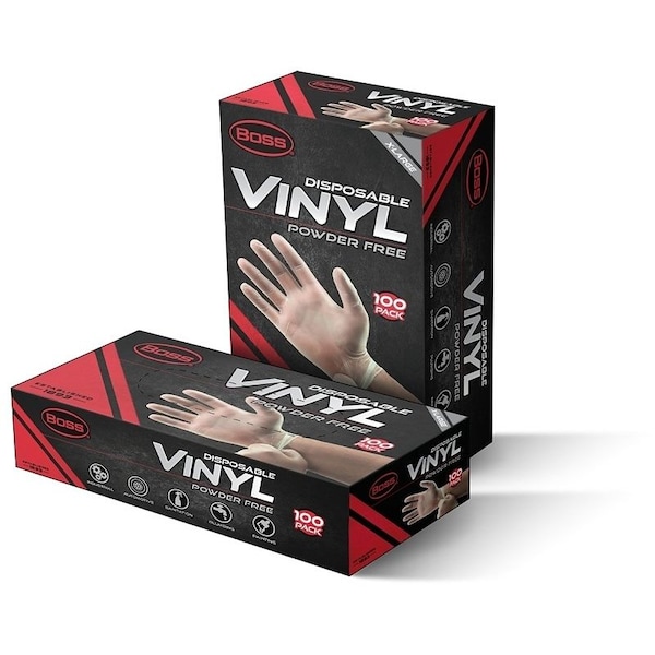 Disposable Gloves, 4 mil Palm, Vinyl, Powder-Free, XL, Clear