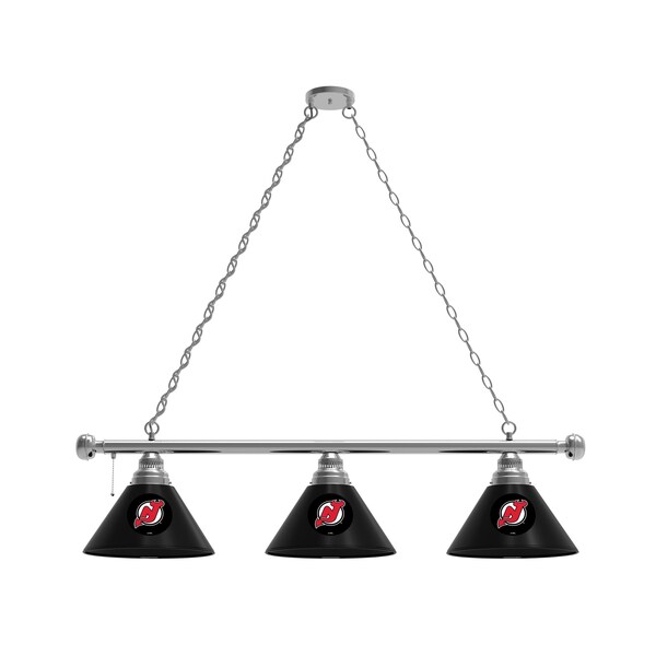 New Jersey Devils 3 Shade Billiard Light, Chrome Fixture