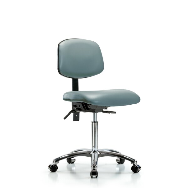 Vinyl Chair Chrome, Med Bench, Casters, Storm