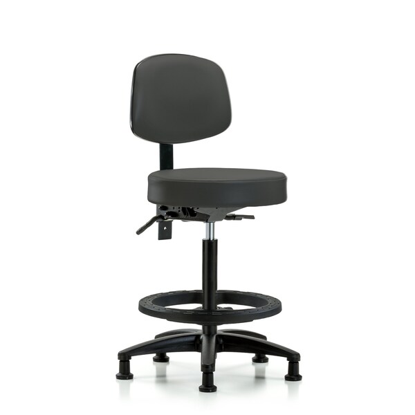 Bench Stool, Hi, Vinl, Bk, Tilt, BF, Gld, Gry