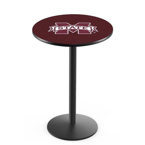 42" Blk Wrinkle Mississippi State Pub Table, 36" dia. Top