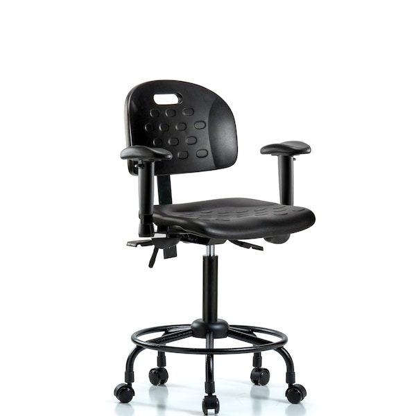 Newport Med Bench Chair, RT, Tilt AA Cast, 6-Way Adjustable, 24" to 32" Height, Black; Blue