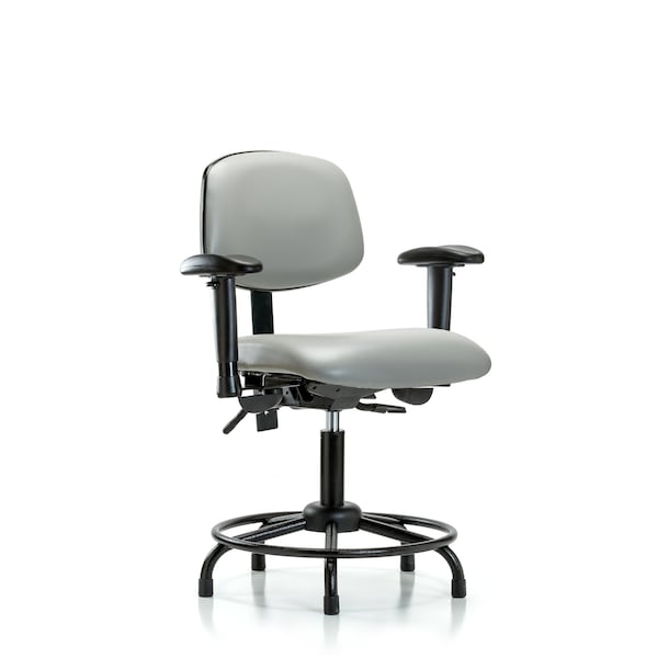 Desk Chair Desk Chair, RT AA, Glides, Vinyl, Dov, Adjustable Arms, 18" to 23" Height, Vinyl, Dove