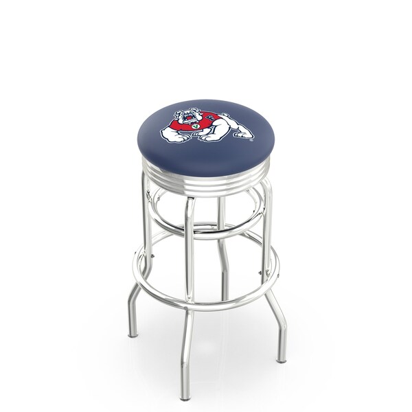 25" Chrome 2-Ring Fresno State Swivel Bar Stool, Accent Ring