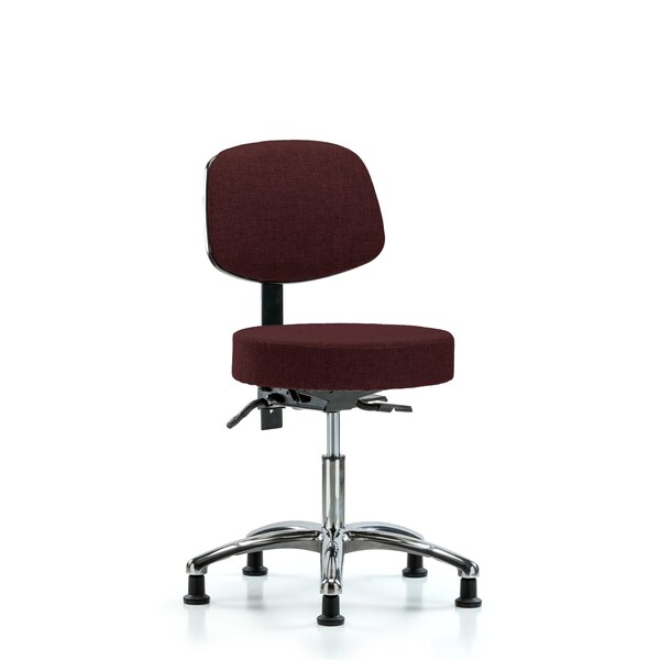 Desk Stool, Fabric, Bk Chrome, Glides, Bur