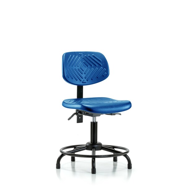 Poly Chair Round Tube Base, Desk, Glides, Blue