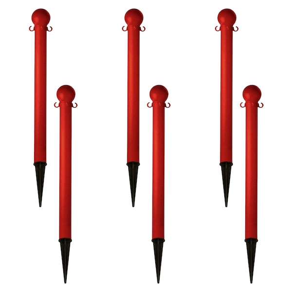 3" Red Ground Pole (6-Pack)