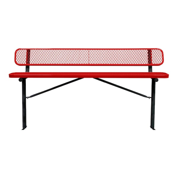 Bench/Back, Ingroud Mount, 8ft., Red