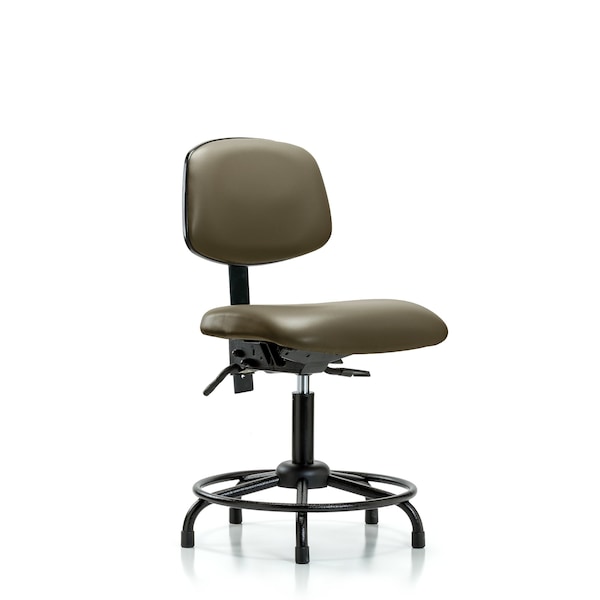 Vinyl Chair, Desk, Round Tube Base, Tilt, Glides, Taupe