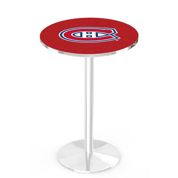 42" Chrome Montreal Canadiens Pub Table, 36" dia. Top