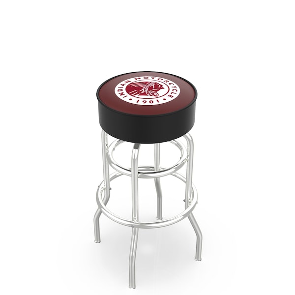 25" Indian Motorcycle Cushion Seat, 2-Ring Chrome Swivel Bar Stool