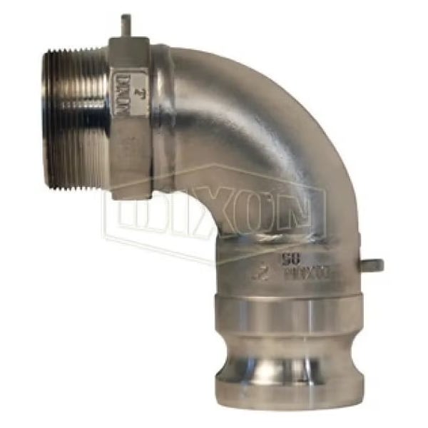 Type F 90Deg Cam and Groove Elbow, 3 in, Male Adapter x MNPT, 316 SS, Domestic