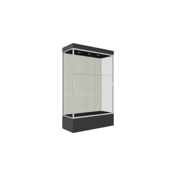 Lighted Floor Display Case 48x76x20, 12" Base, Satin