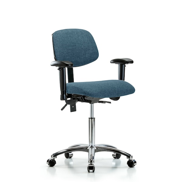 Chair, Fab, Med Bench, Chr Tilt AA Cast Blu, 6-Way Adjustable, 22" to 29" Height, Blue