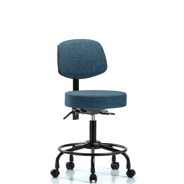Desk Stool, Fab, Bk, RT, Tilt, Casters, Blu