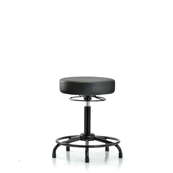 Vinyl Stool, Med Bench, Round Tube Base, Glides, Carbon