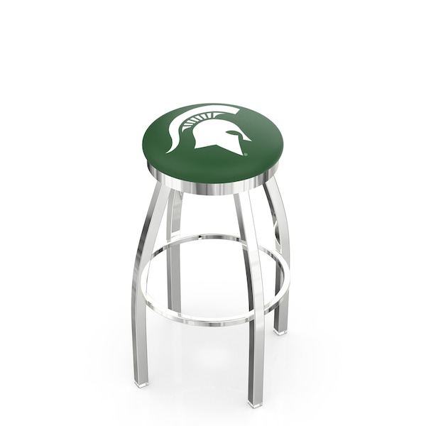 25" Chrome Michigan State Swivel Bar Stool, Accent Ring