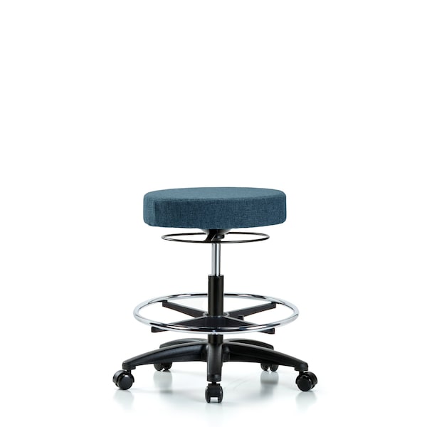 Bench Stool, Med, Fabric, CF, Casters, Blu