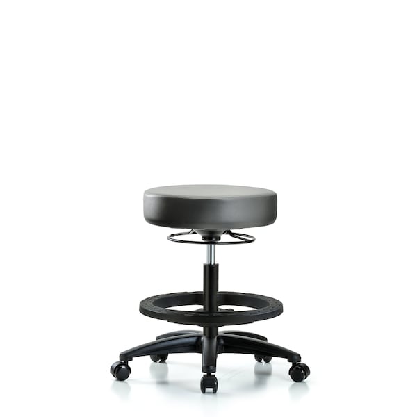 Vinyl Stool, Med Bench, Foot Ring, Casters, Sterling