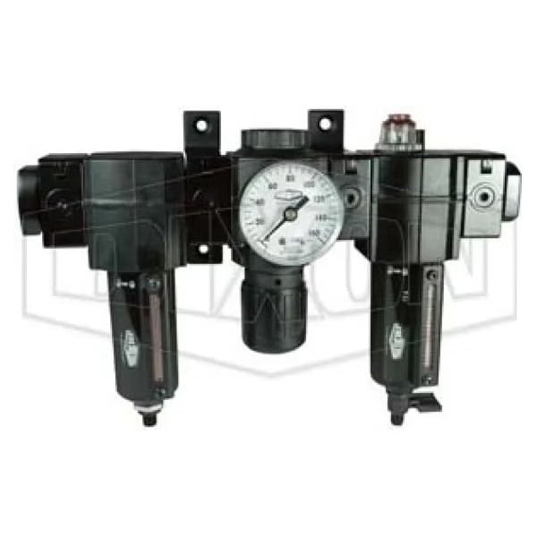 Norgren by  Compact Relieving Combination Unit, 1/4 in Port, 70 SCFM Flow Rate, Aluminum Bowl, 250 p