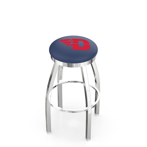 25" Chrome University of Dayton Swivel Bar Stool, Accent Ring