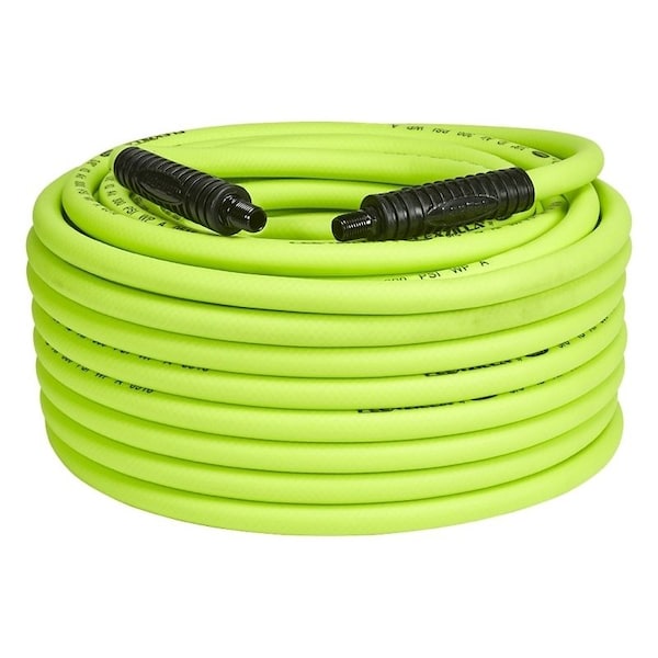 HFZ38100YW2 Premium Air Hose, 38 in ID, 100 ft L, MNPT, 300 psi Pressure, Polymer, Green