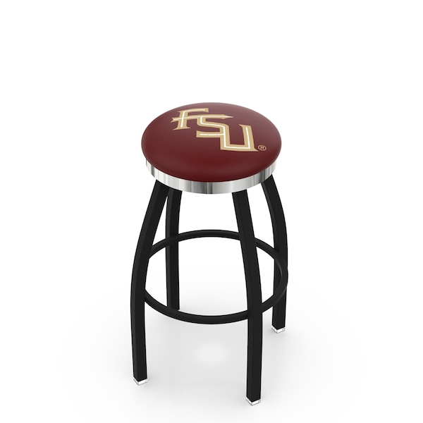 25" Blk Wrinkle Florida State Script Swivel Bar Stool, Chrome Ring