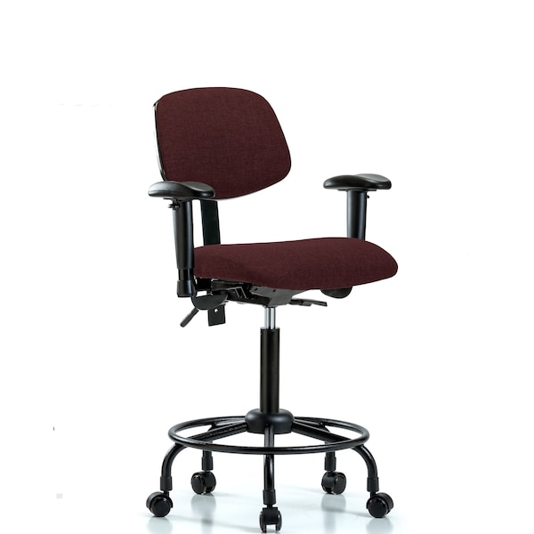 Chair, Fab, Med Bench, RT Tilt AA Cast, Bur, 6-Way Adjustable, 24" to 31" Height, Burgundy