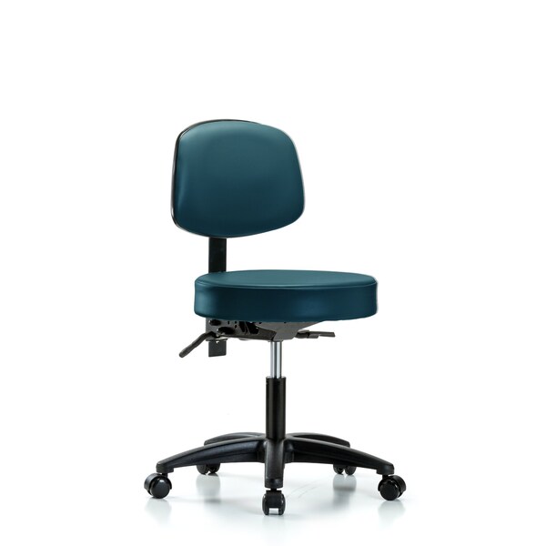 Vinyl Stool, Back, Desk, Casters, Royal