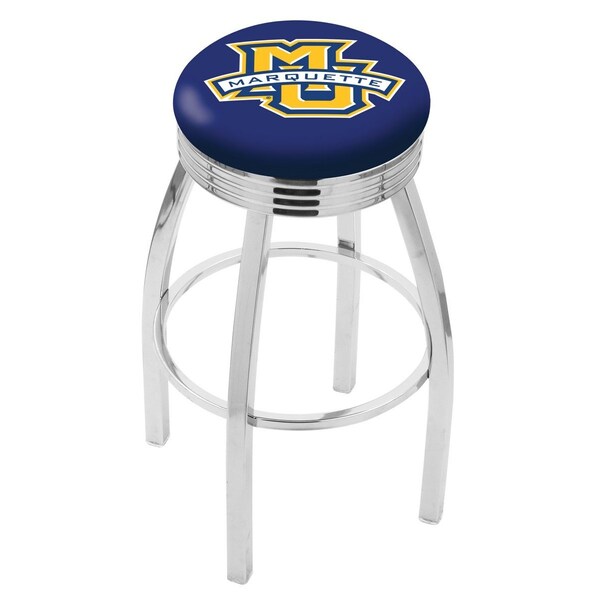 25" Chrome Marquette Swivel Bar Stool, Accent Ring