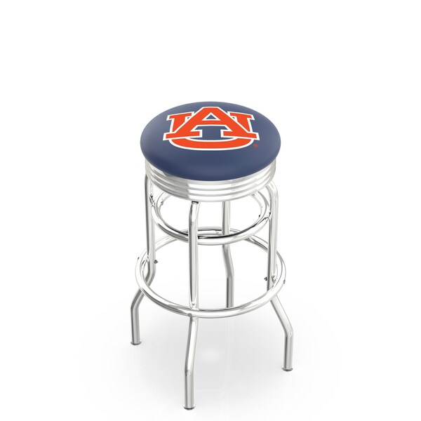 25" Chrome 2-Ring Auburn Swivel Bar Stool, Accent Ring