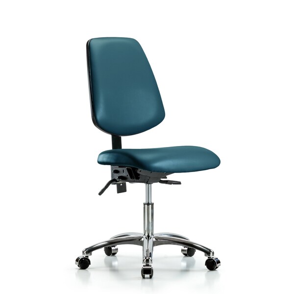 Vinyl Chair Chrome, Desk, Med Back, Tilt, Casters, Royal