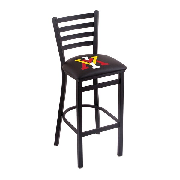 25" Blk Wrnkl Virginia Military Inst Station Counter Stool, Ladder Back