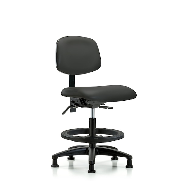 Chair, Vinyl, Med Bench, BF Glides, Gry, No Arms, 22" to 29" Height, Charcoal